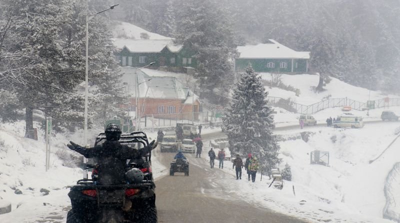 Snowfall in Gulmarg, Kashmir